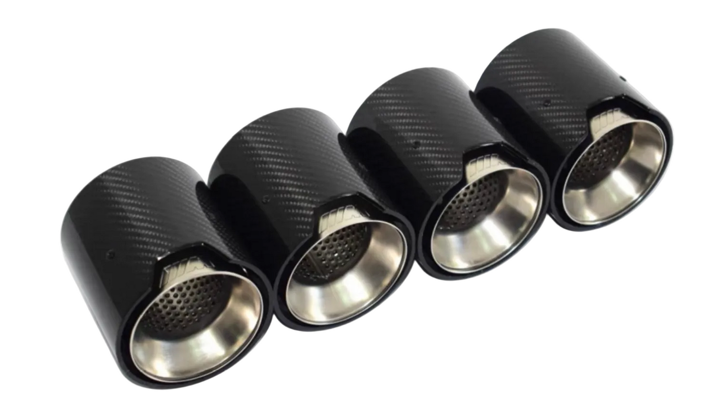 MP Style Carbon Fiber Clamp-On Exhaust Tip (Black Outer, Copper color Inner)(Single Unit)