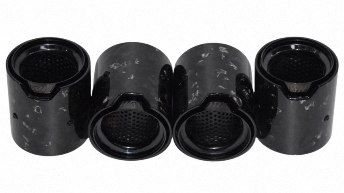 MP Style Carbon Fiber Clamp-On Exhaust Tip (Camo Black Outer, Black Inner)(Single Unit)