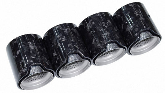 MP Style Carbon Fiber Clamp-On Exhaust Tip (Camo Black Outer, Silver Inner)(Single Unit)