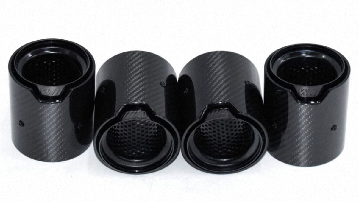 MP Style Carbon Fiber Clamp-On Exhaust Tip (Black Outer, Black Inner)(Single Unit)