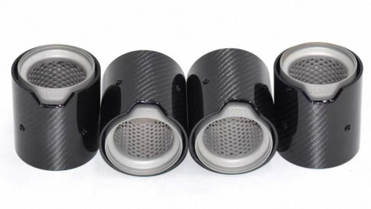 MP Style Carbon Fiber Clamp-On Exhaust Tip (Black Outer, Matte White Inner)(Single Unit)