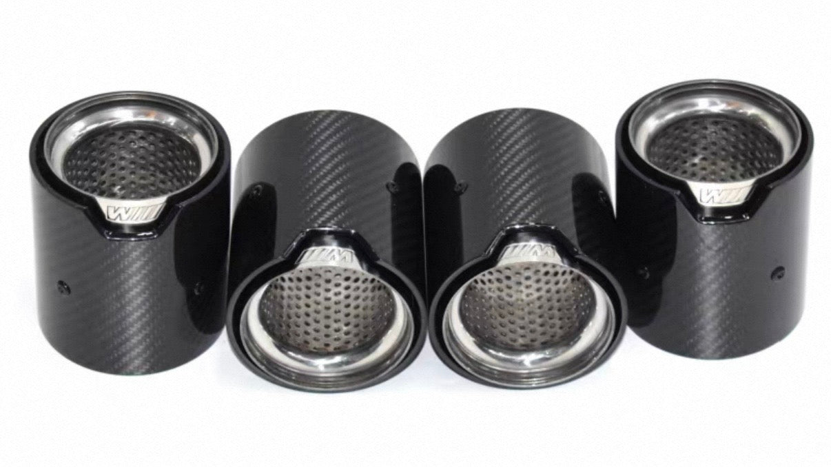 MP Style Carbon Fiber Clamp-On Exhaust Tip (Camo Black Outer, Silver Inner)(Single Unit)