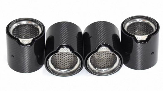 MP Style Carbon Fiber Clamp-On Exhaust Tip (Camo Black Outer, Silver Inner)(Single Unit)