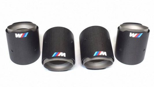 MP Style Carbon Fiber Clamp-On Exhaust Tip (Black Outer, Clear MP)(Single Unit)